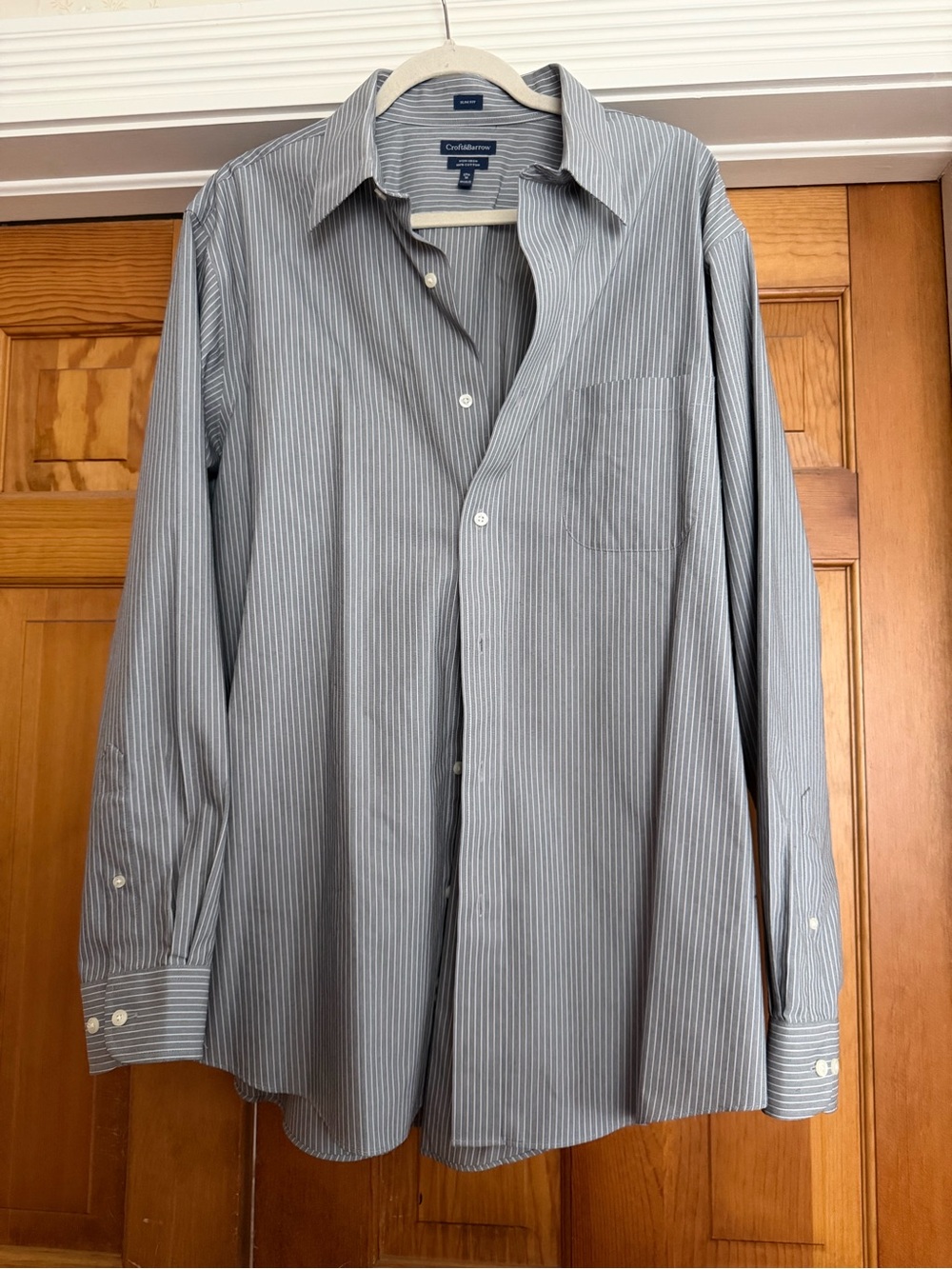 Men's Blue Pinstripe Dress Shirt